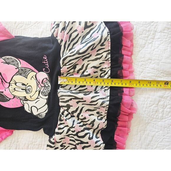 Disney Zebra Print & Pink Ruffles Minnie Mouse Dress & Ears Set Size 6 Girls - Picture 5 of 8